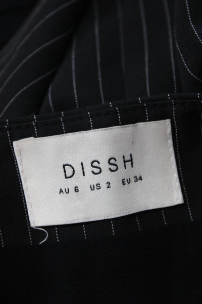 Dissh Women Striped V-Neck Button Front Vest Black Size 2