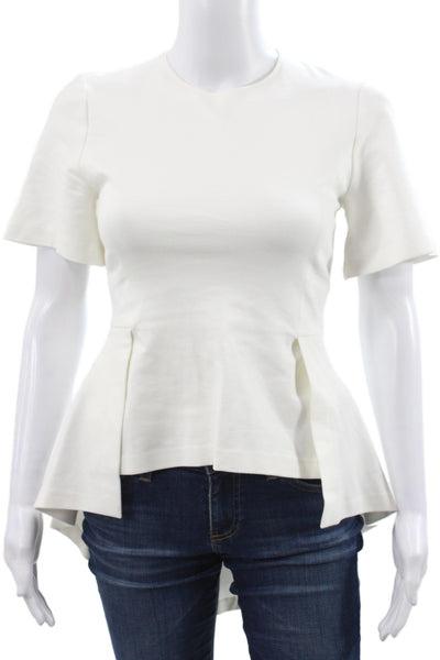 Rosetta Getty Women Basic Short Sleeve White Crew Neck Blouse Size XS