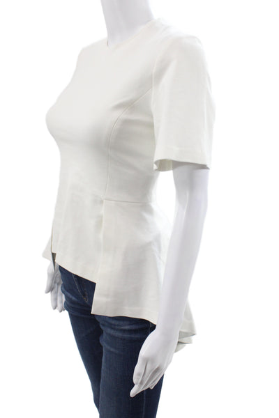 Rosetta Getty Women Basic Short Sleeve White Crew Neck Blouse Size XS