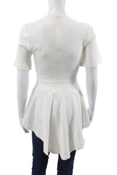 Rosetta Getty Women Basic Short Sleeve White Crew Neck Blouse Size XS