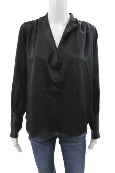 Nili Lotan Womens Silk V Neck Long Sleeve Button Cuff Basic Blouse Size XS