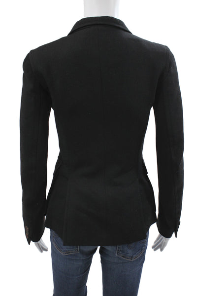 Burberry Womens Cotton Wool Button Down Blazer Black Size 2
