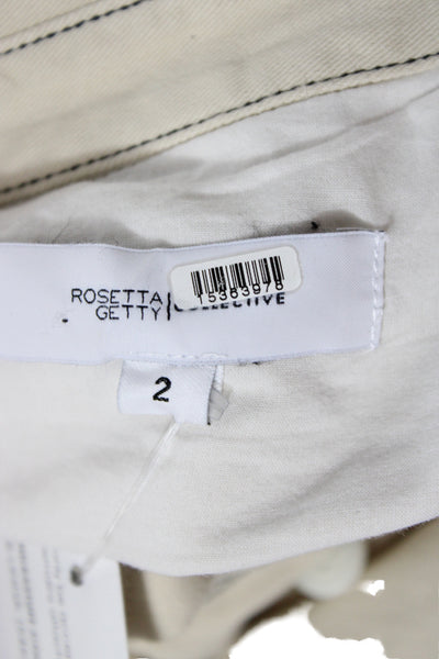 Rosetta Getty Womens Beige Short Sleeve Shirt Dress Button Cotton Size 2