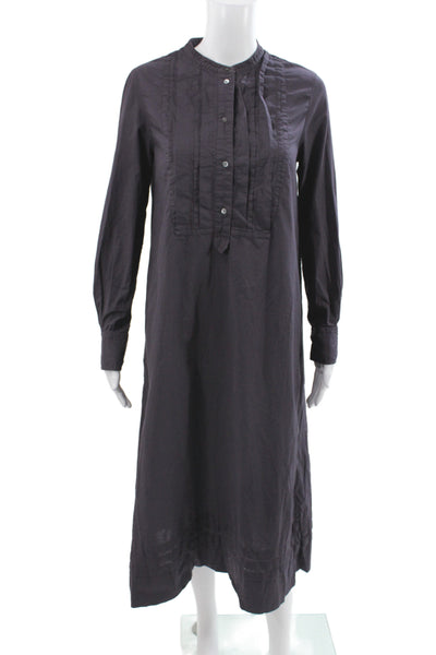 Soeur Womens Shirt Dress Purple Long Sleeve High Neck Cotton Button Size 36