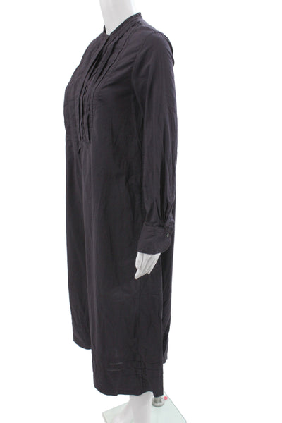Soeur Womens Shirt Dress Purple Long Sleeve High Neck Cotton Button Size 36