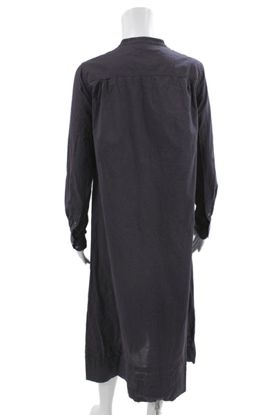 Soeur Womens Shirt Dress Purple Long Sleeve High Neck Cotton Button Size 36