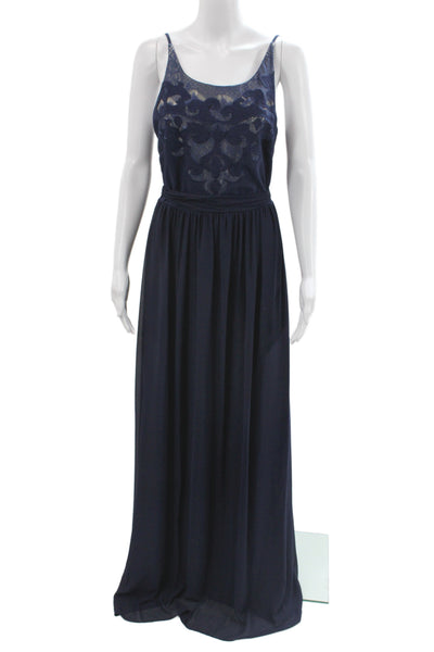 J Crew Womens Maxi Skirt Blue Midi Scoop Neck Sleeveless Zip Size S