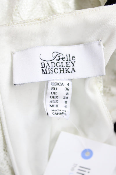 Badgley Mischka Womens Maxi Halter Ivory Sleeveless Dress Size 4
