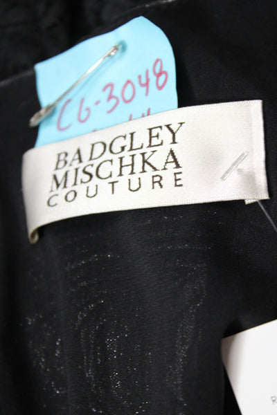 Badgley Mischka Women Mermaid Lace Scoop Neck Long Black Dress Size 4