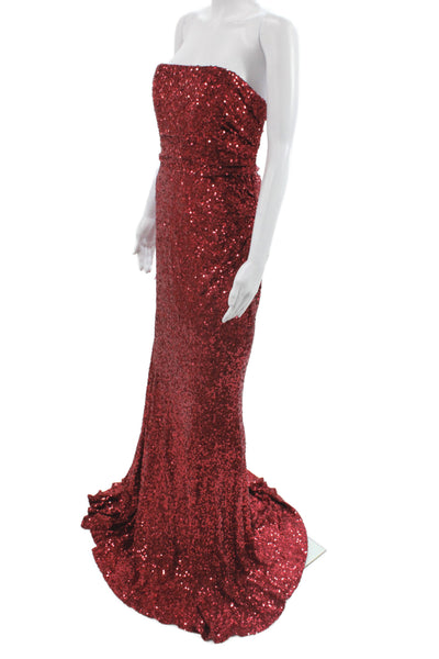 Badgley Mischka Women Mermaid V-Neck Sleeveless Long Floral Zip Dress Size 4