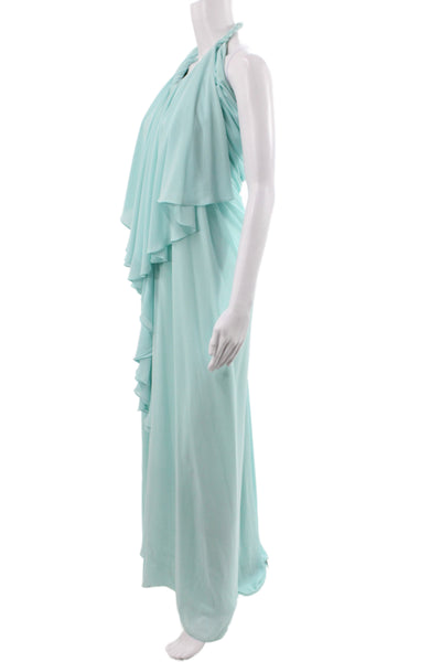 Belle Badgley Mischka Women Maxi Green Halter Sleeveless Dress Size 4
