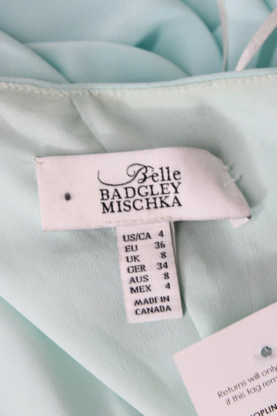 Belle Badgley Mischka Women Maxi Green Halter Sleeveless Dress Size 4