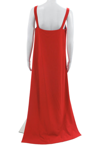 Belle Badgley Mischka Women Maxi Dress Red Square Neck Sleeveless Zip Size 4