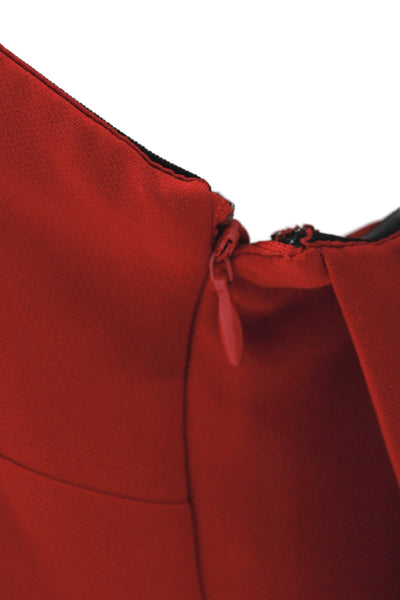 Belle Badgley Mischka Women Maxi Dress Red Square Neck Sleeveless Zip Size 4