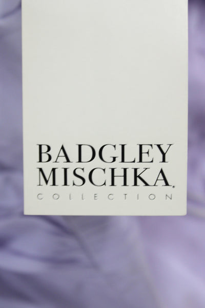 Badgley Mischka Women Maxi Dress Purple Chiffon Halter Sleeveless Zip Size 4