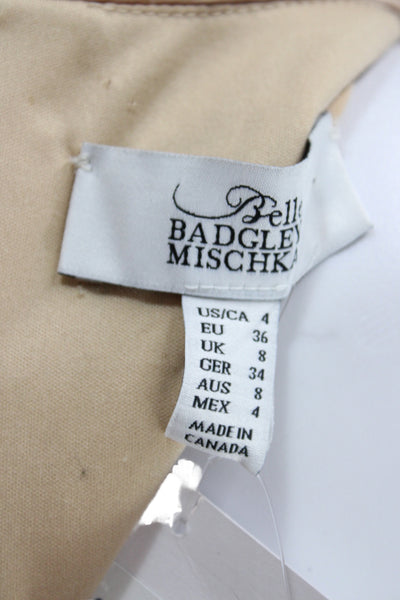 Badgley Mischka Women Maxi Dress Beige Sequin Cowl Neck Size 4