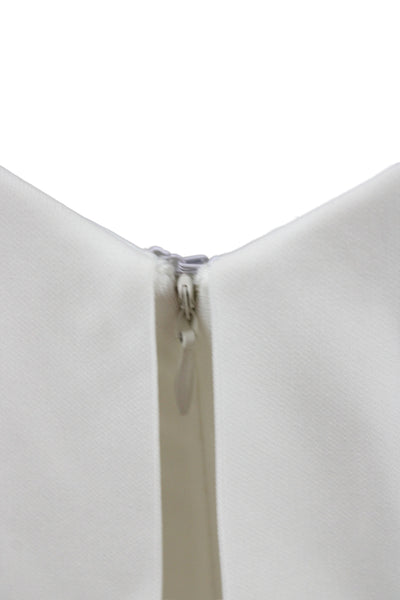 Badgley Mischka Women Maxi Dress White Cowl Neck Sleeveless Wedding Size 4