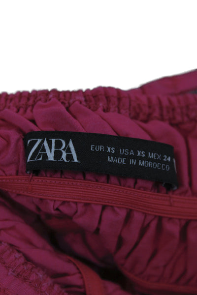 Zara Womens Pink Sleeveless V-Neck Maxi Dress 100% Cotton Pullover Size XS