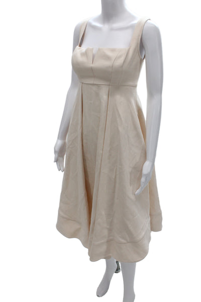 C/MEO Collective Womens Beige Fit & Flare Maxi Dress Square Neck Size S