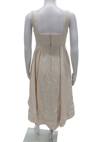 C/MEO Collective Womens Beige Fit & Flare Maxi Dress Square Neck Size S