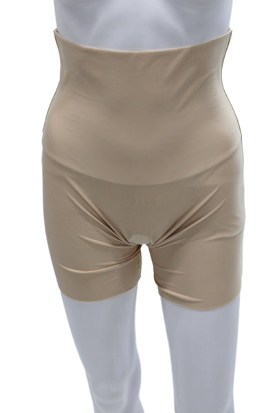 Yummie Tummie Womens High Waist Shaping Shorts Beige Size Small