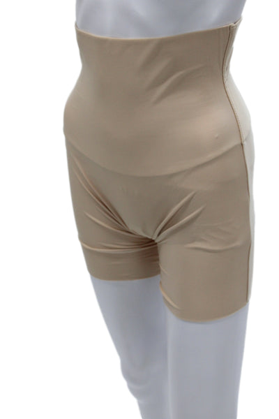 Yummie Tummie Womens High Waist Shaping Shorts Beige Size Small