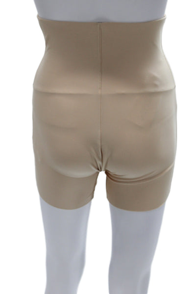 Yummie Tummie Womens High Waist Shaping Shorts Beige Size Small