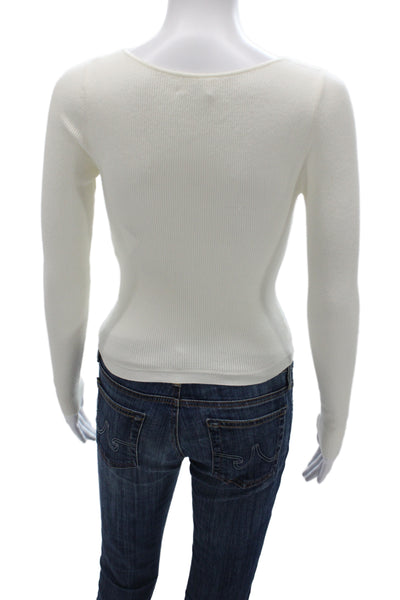 Wilfred Womens Basic Scoop Neck Blouse White Long Sleeve Size XS