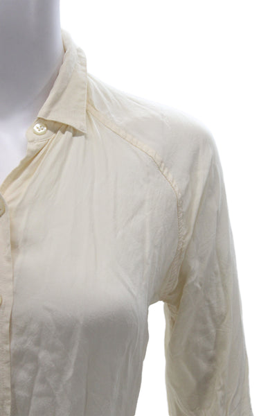 Everlane Womens Silk Collared Button-Up Long Sleeve Ivory Size XS