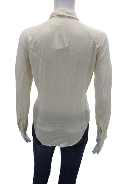 Everlane Womens Silk Collared Button-Up Long Sleeve Ivory Size XS