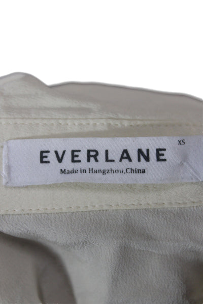 Everlane Womens Silk Collared Button-Up Long Sleeve Ivory Size XS