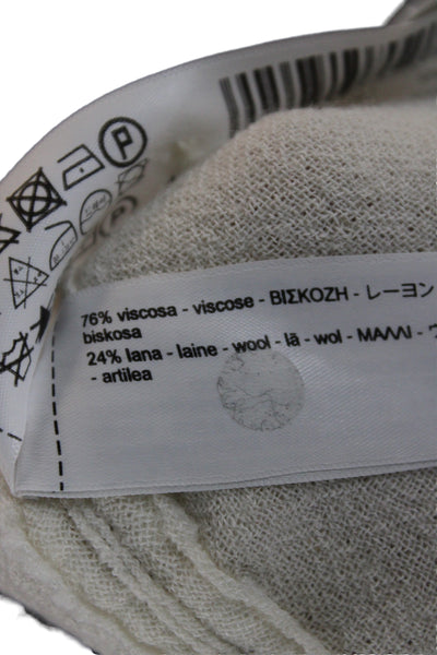 Massimo Dutti Women Ivory Sleeveless Pullover Round Neck Viscose Size S