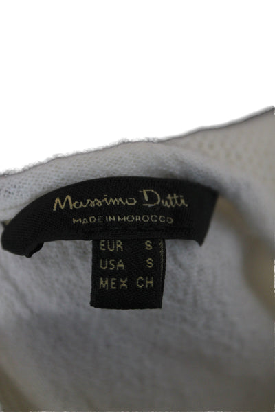 Massimo Dutti Women Ivory Sleeveless Pullover Round Neck Viscose Size S