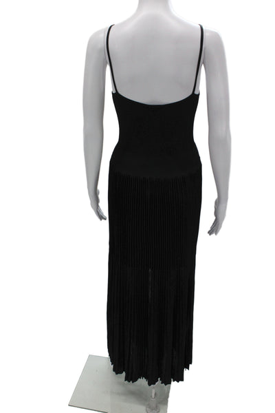 Chanel Womens Black Maxi Dress Ribbed Knit Sleeveless Size 38