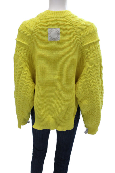 Stella McCartney Women Pullover Sweater Yellow Cable Knit Crew Neck Size S
