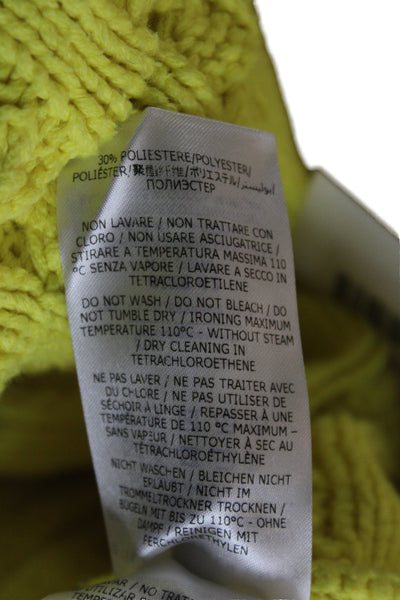 Stella McCartney Women Pullover Sweater Yellow Cable Knit Crew Neck Size S
