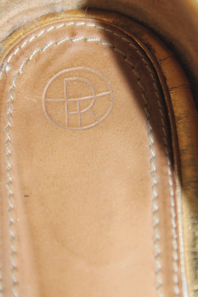 The Row Womens Adam Embossed Leather Metallic Loafers Gold Size 9
