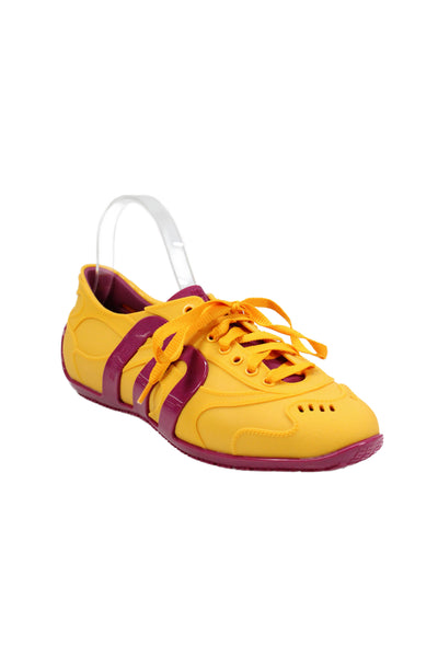 Melissa Womens Motion Jelly Lace-Up Sneakers Yellow Size 10