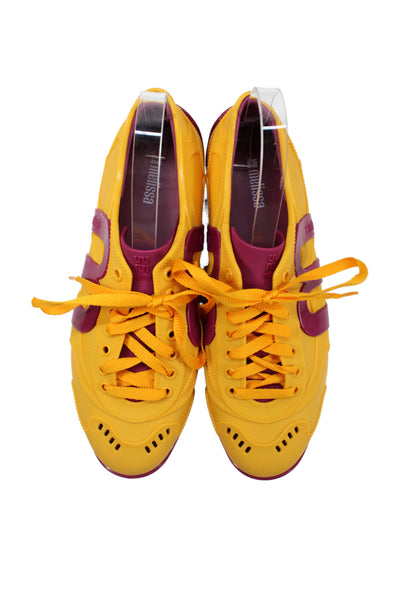 Melissa Womens Motion Jelly Lace-Up Sneakers Yellow Size 10