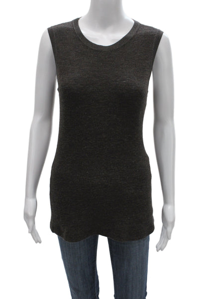 Transit Par Such Women Brown Sleeveless Wool Tank Round Neck Size 3