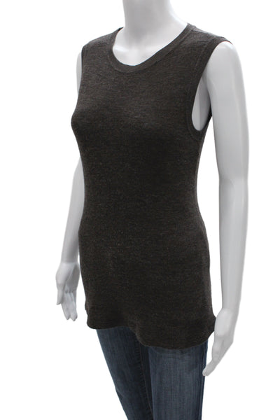 Transit Par Such Women Brown Sleeveless Wool Tank Round Neck Size 3