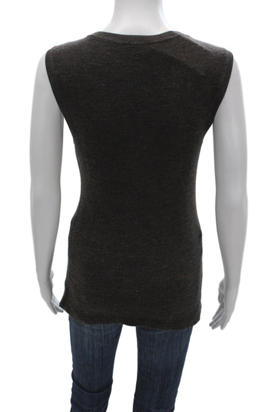 Transit Par Such Women Brown Sleeveless Wool Tank Round Neck Size 3