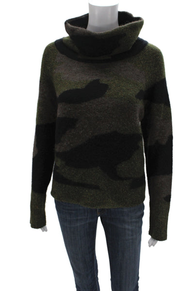 Veronica Beard Womens Camo Cowl Neck Pullover Sweater Black Size L