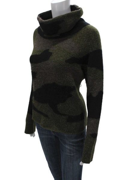 Veronica Beard Womens Camo Cowl Neck Pullover Sweater Black Size L