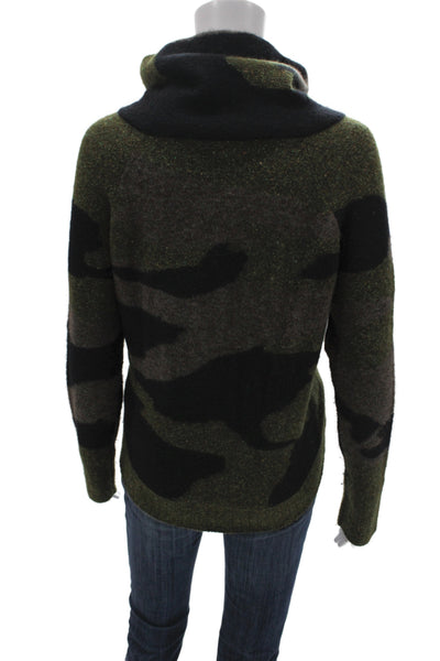 Veronica Beard Womens Camo Cowl Neck Pullover Sweater Black Size L