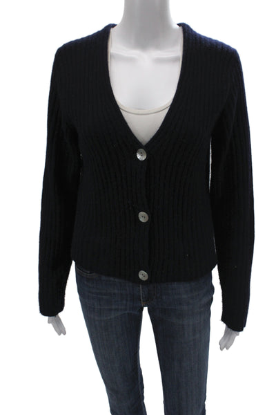 Vince Women Black 100% Cashmere V-Neck Cardigan Long Sleeve Size M