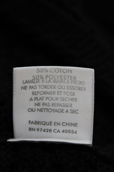 White + Warren Womens Black V Neck Cardigan 50% Cotton Long Sleeve Size M