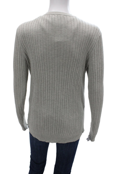 Magaschoni Women Cardigan Striped V-Neck Gray 85% Silk Long Sleeve Size M