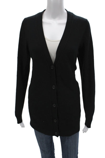 Nili Lotan Womens Cardigan Black V-Neck 100% Cashmere Long Sleeve Size M