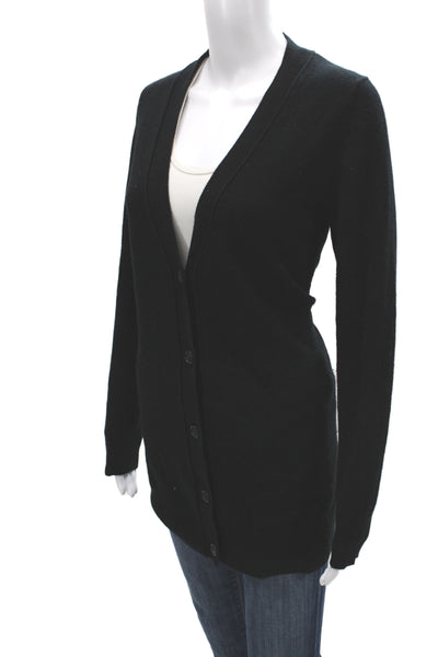Nili Lotan Womens Cardigan Black V-Neck 100% Cashmere Long Sleeve Size M